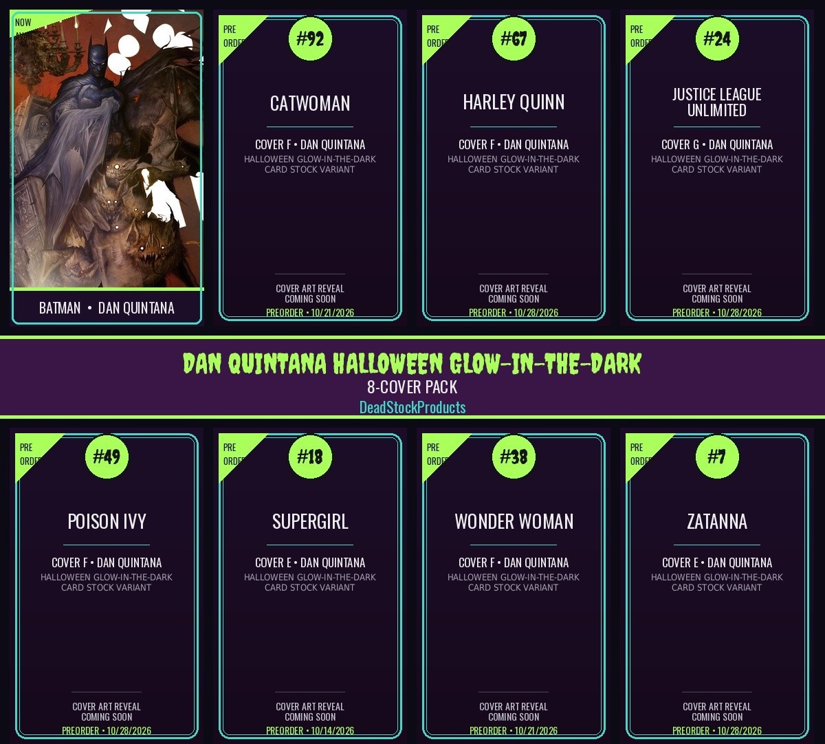Dan Quintana Halloween Glow-in-the-Dark 8-Cover Pack PREORDER 10/28 Dan Quintana Halloween Glow-in-the-Dark 8-Cover Pack PREORDER 10/28