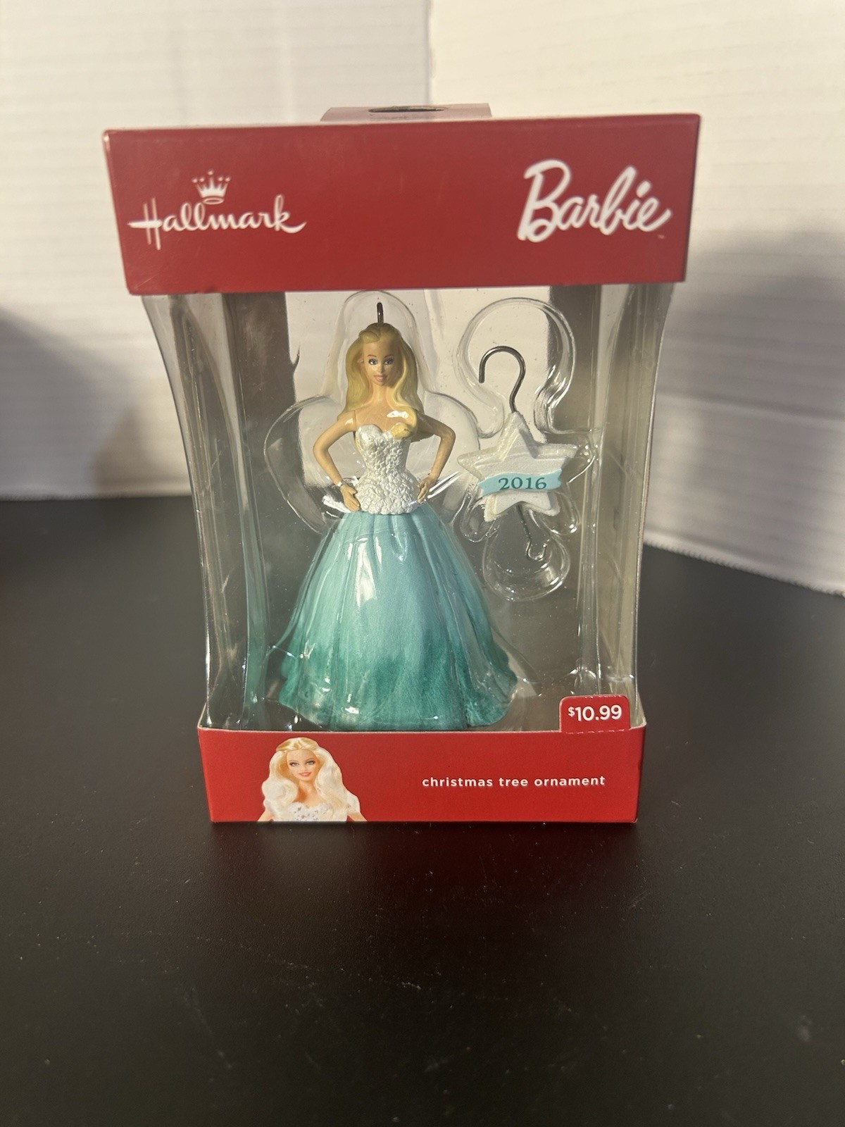 2016 Hallmark Barbie Christmas Ornament Aqua Blue Gown Star Hanger w/ Box