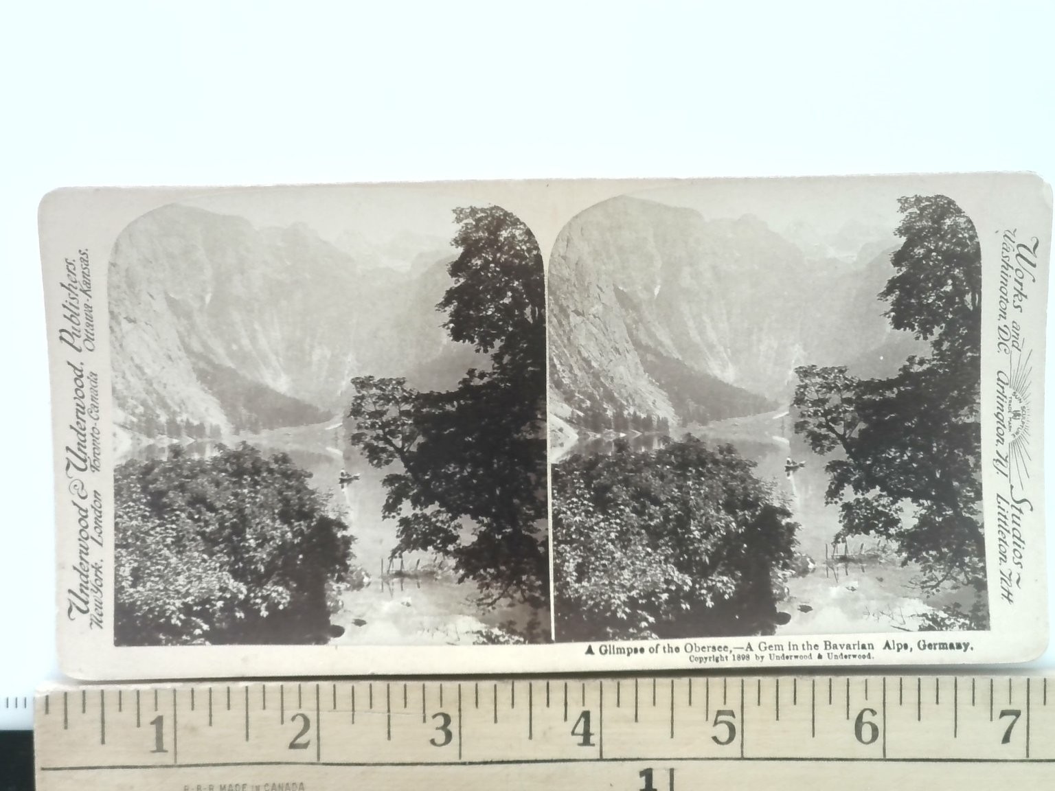 Obersee Bavarian Alps Stereoview Underwood & Underwood 1899 Landscape Germany