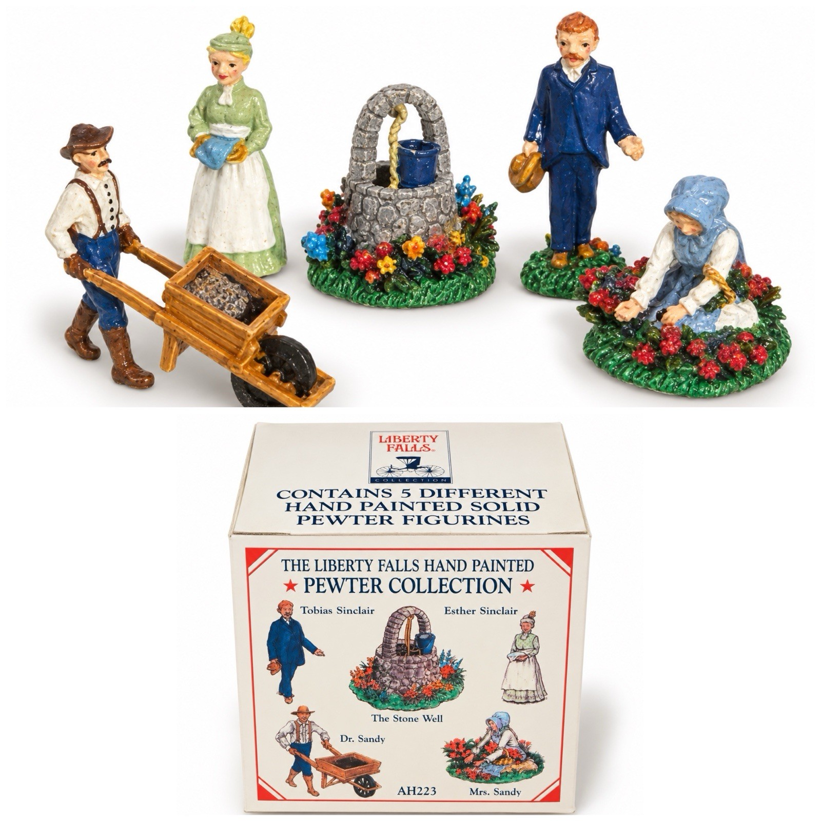 Vintage Liberty Falls Hand-Painted Pewter Miniatures, Boxed #AH223