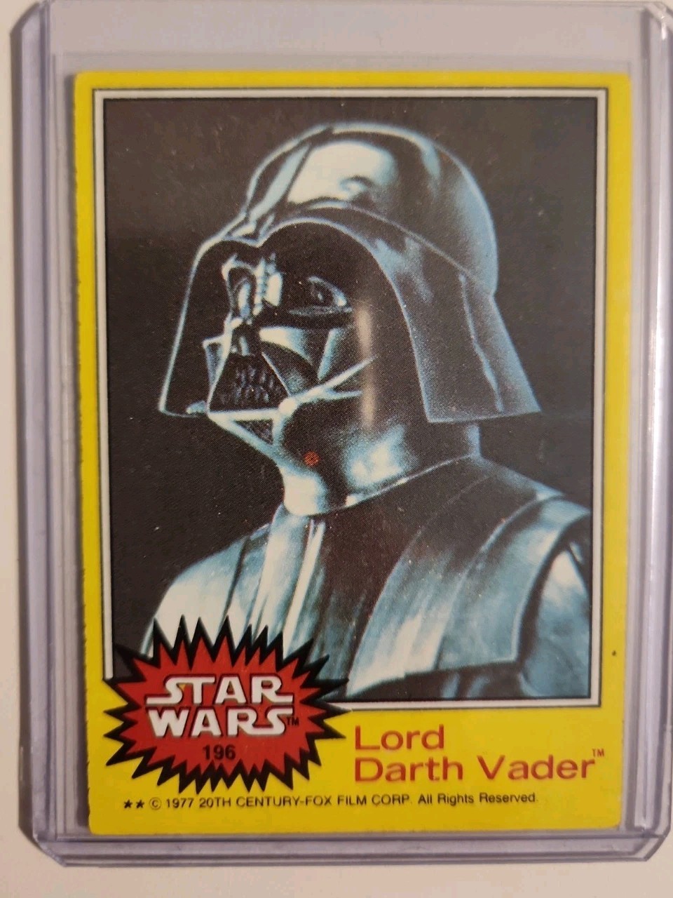 Lord Darth Vader - 1977 Topps Star Wars #196, Vintage Trading Card Yellow Lord Darth Vader - 1977 Topps Star Wars #196, Vintage Trading Card Yellow