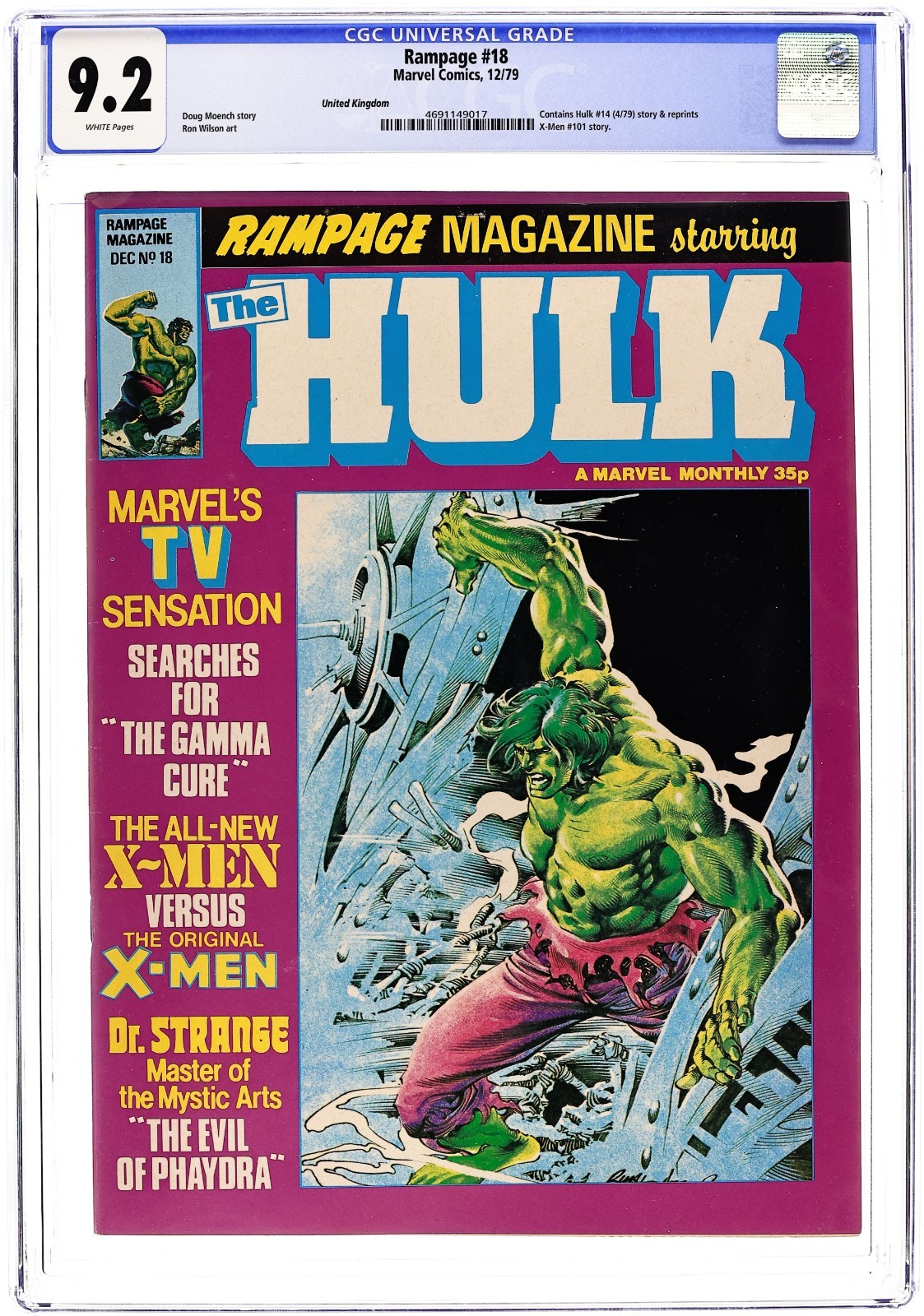 Rampage Monthly Magazine #18 Rampaging Hulk - 1979 - CGC 9.2