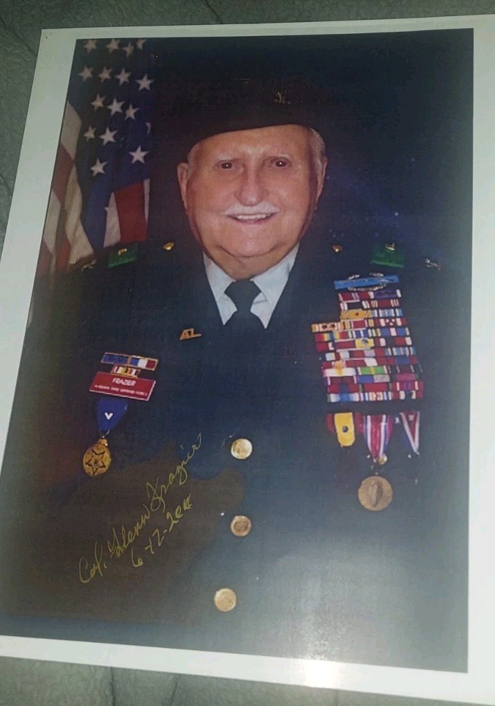 Col. Glenn Frazier HAND Signed RARE PHOTO Autographed Bataan Death March WWII NR