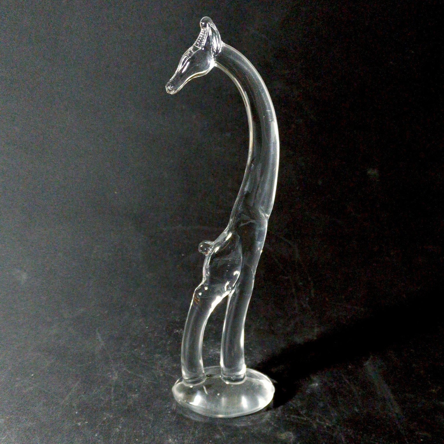 HEISEY TURNED GIRAFFE, Art Deco Glass, 10 7/8 in,  Made In USA