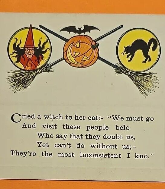 Antique Vintage Halloween Postcard Gibson,  Unposted, Bold Graphics 