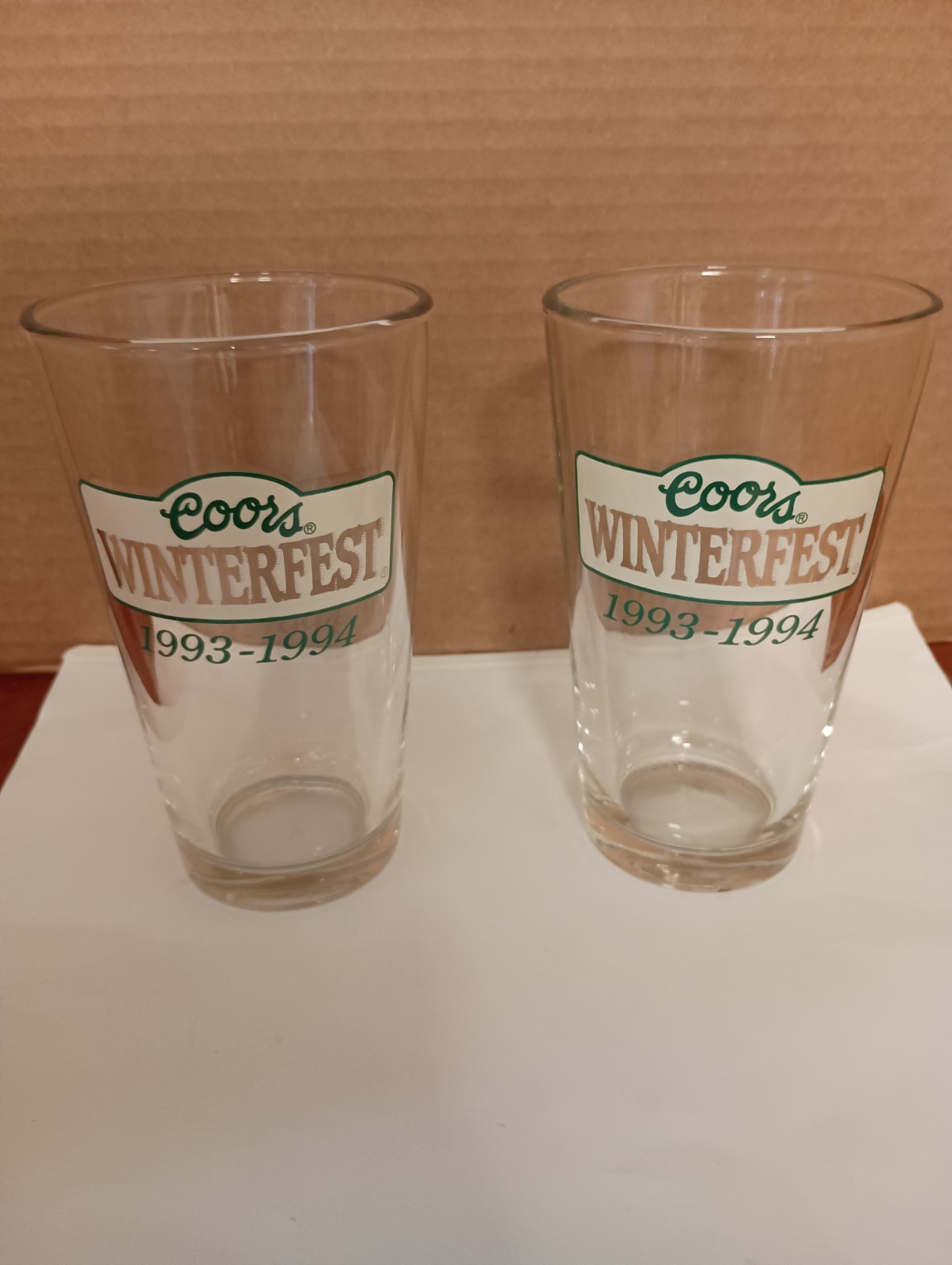 Coors Winterfest Beer 1993-94 Pint Glass Set of 2,  New Vintage NOS