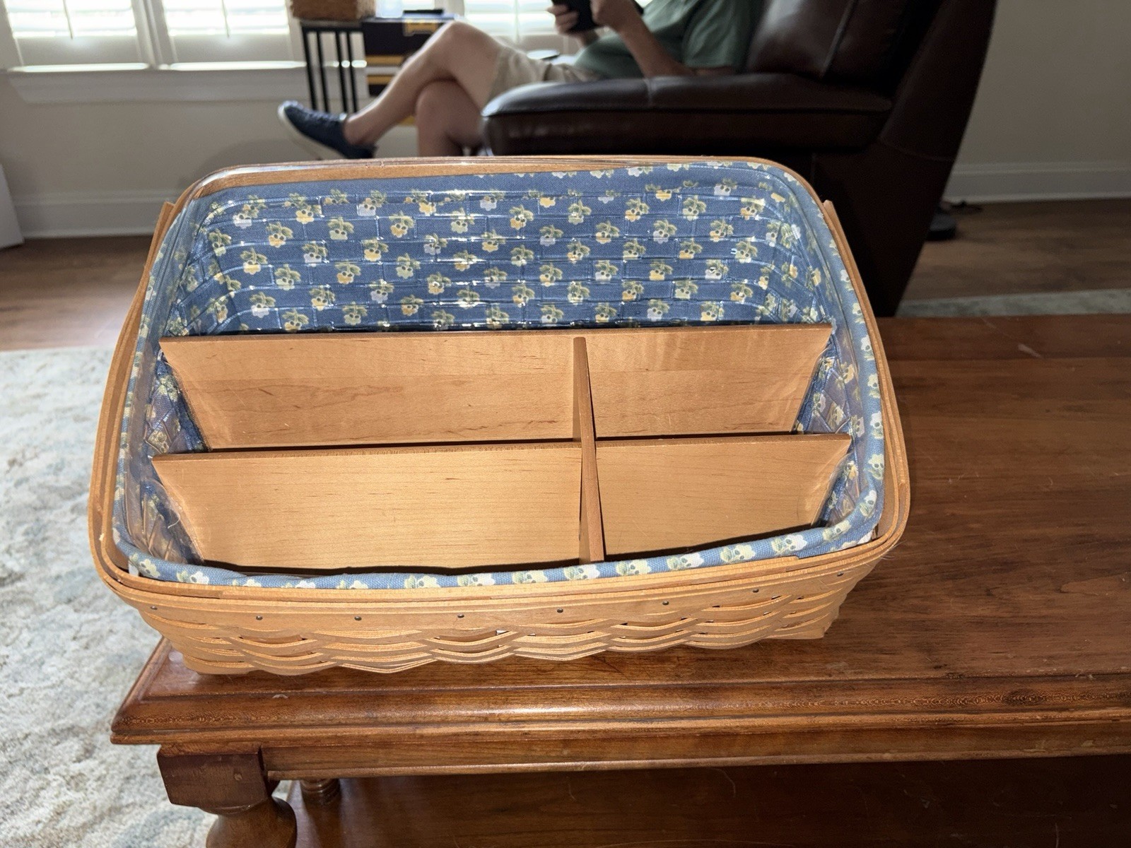 Longaberger Large Desktop Organizer Basket Combo Liner & Protector Dividers Longaberger Large Desktop Organizer Basket Combo Liner & Protector Dividers
