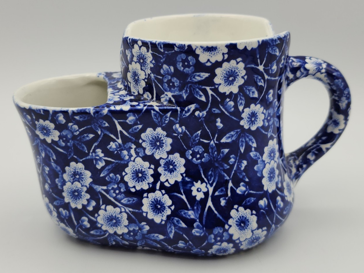 Crownford China Co Burleigh Blue Calico Shaving Mug Staffordshire