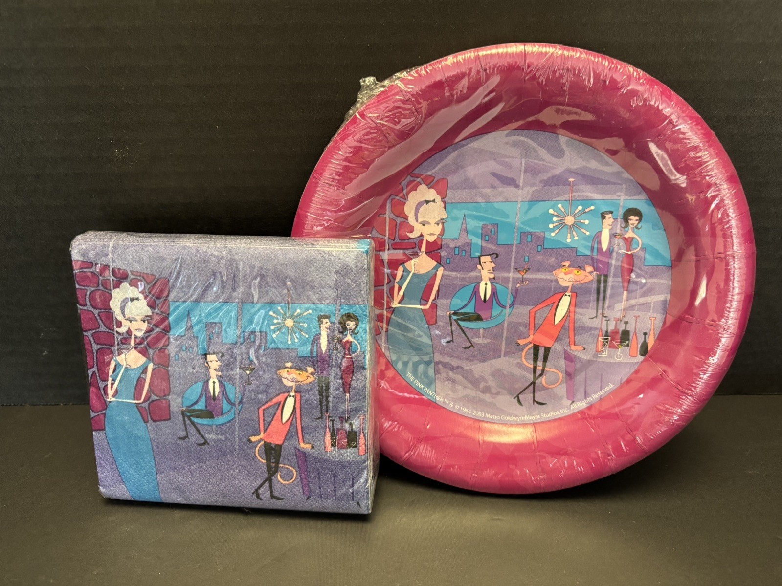 Vintage Shag Josh Agle Cocktail Napkins & plates Pink Panther New Sealed Package Vintage Shag Josh Agle Cocktail Napkins & plates Pink Panther New Sealed Package