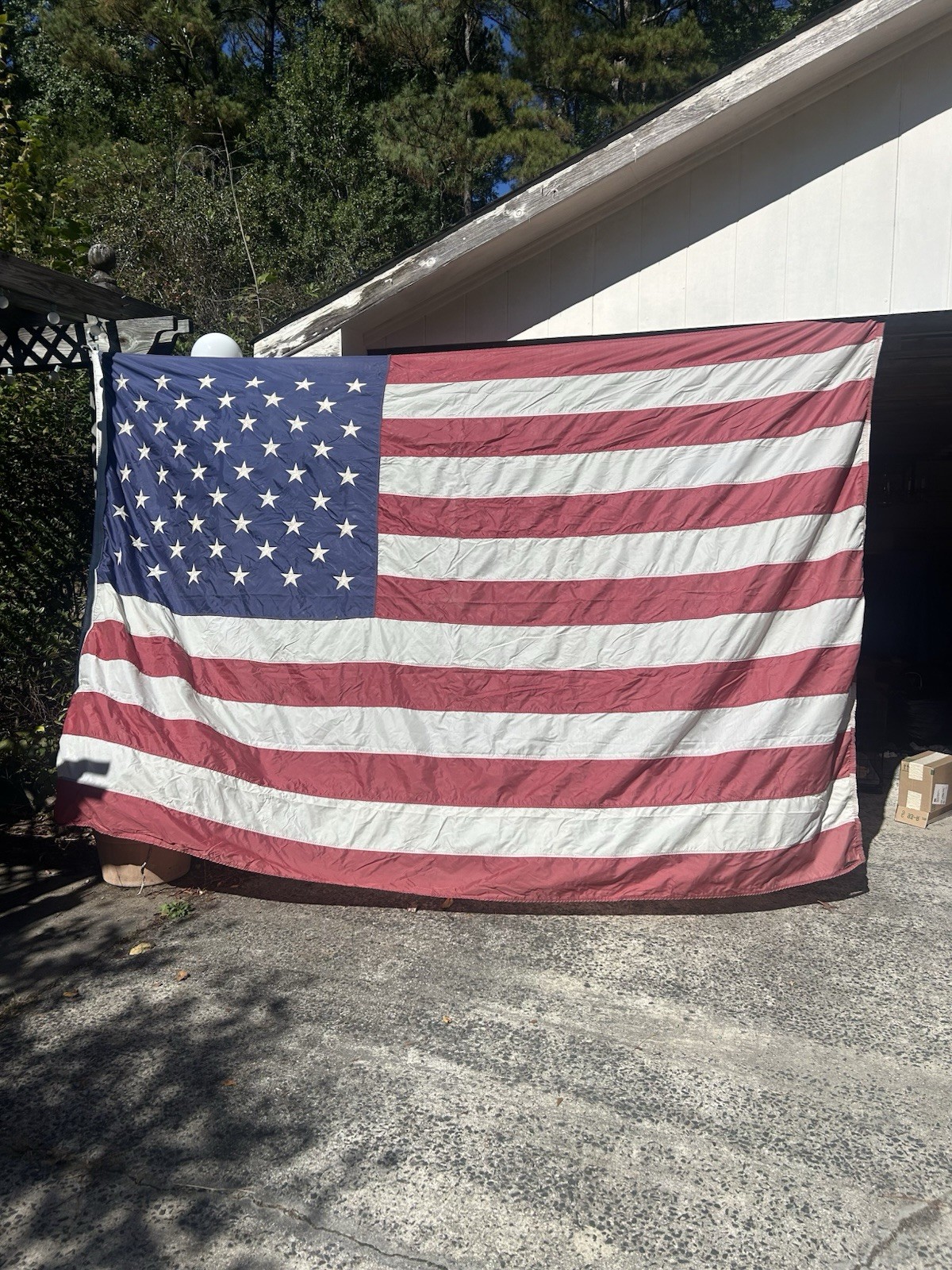 Massive 48 Star 50s Vintage American Flag 7.5 x 11 Ft Made In USA Faded