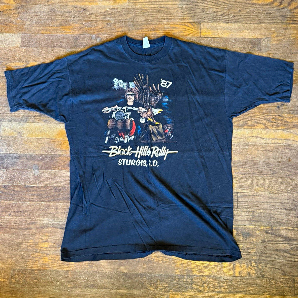 Vintage 1987 Harley-Davidson Black Hills Rally Sturgis SD Black T-Shirt 2XL