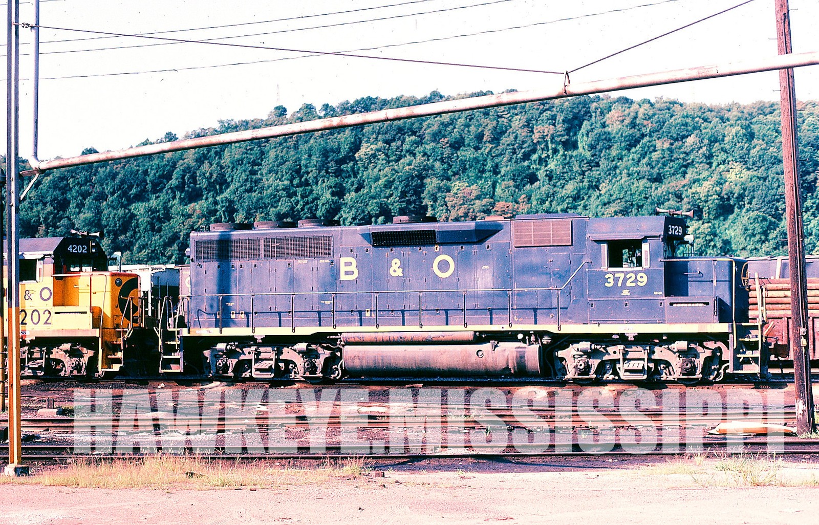 ORIGINAL SLIDE B&O 3729 glenwood pa OCT-1982 35MM TRAIN ENGINE PHOTO