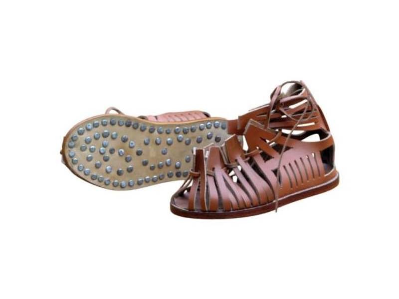 Medieval Warrior Roman Soldier Legionaire Brown Leather U.S. 10.5 Roman Sandals Medieval Warrior Roman Soldier Legionaire Brown Leather U.S. 10.5 Roman Sandals