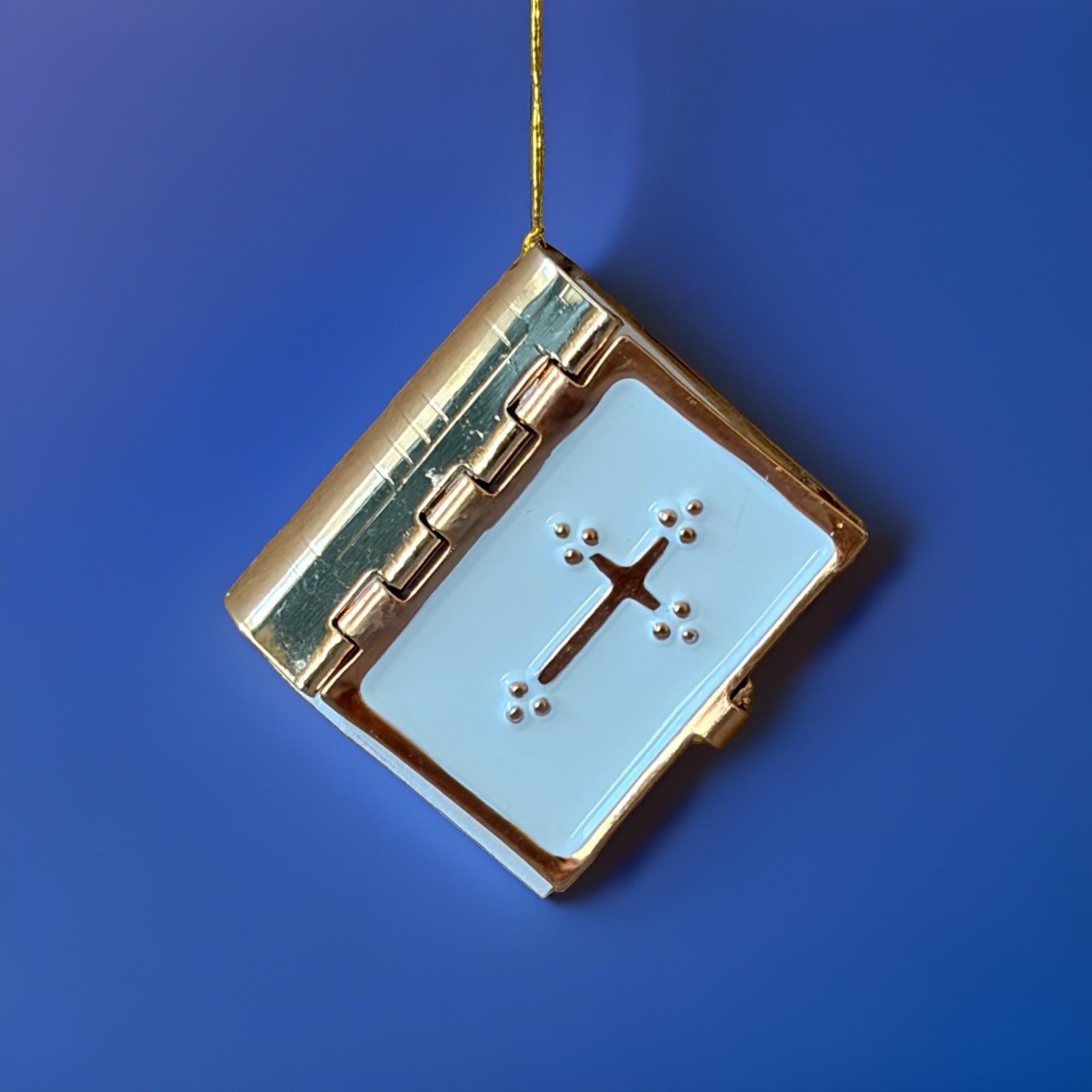 Vintage Miniature Holy Bible Ornament Metal Locket Readable Pages