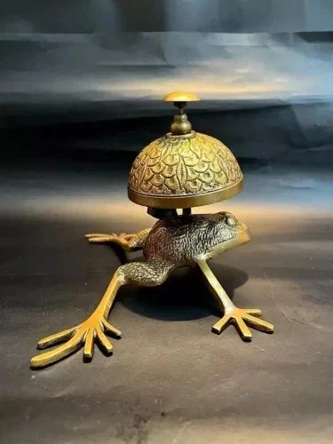 Antique Nautical Brass Frog Desk Bell | Brass Hotel Counter Service Calling Bell Antique Nautical Brass Frog Desk Bell | Brass Hotel Counter Service Calling Bell