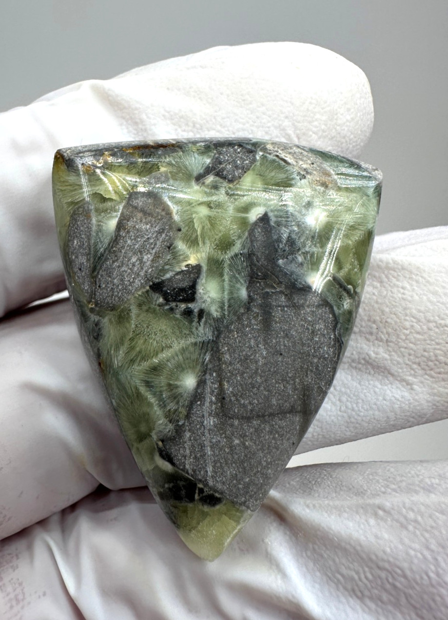 RARE ( 82 ct.) Polished Green Wavellite Cabochon from Avant, Arkansas