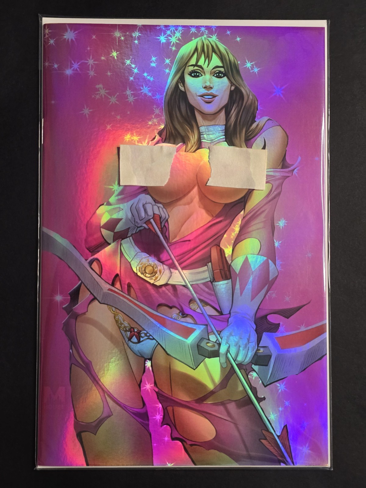 *HOLOFOIL* Battle Damage Cosplay Pink Ranger Topless Virgin Variant
