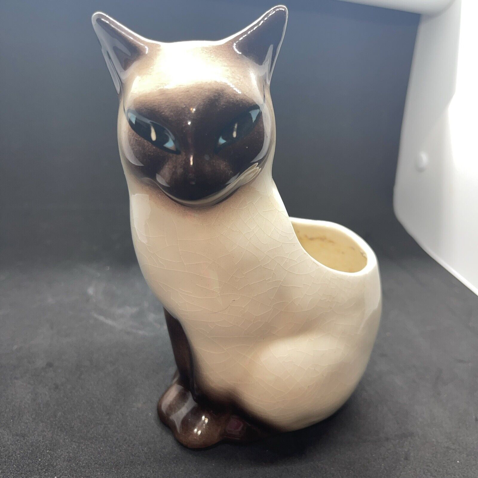 Vintage Siamese Cat Ceramic Planter Pot 5.5\