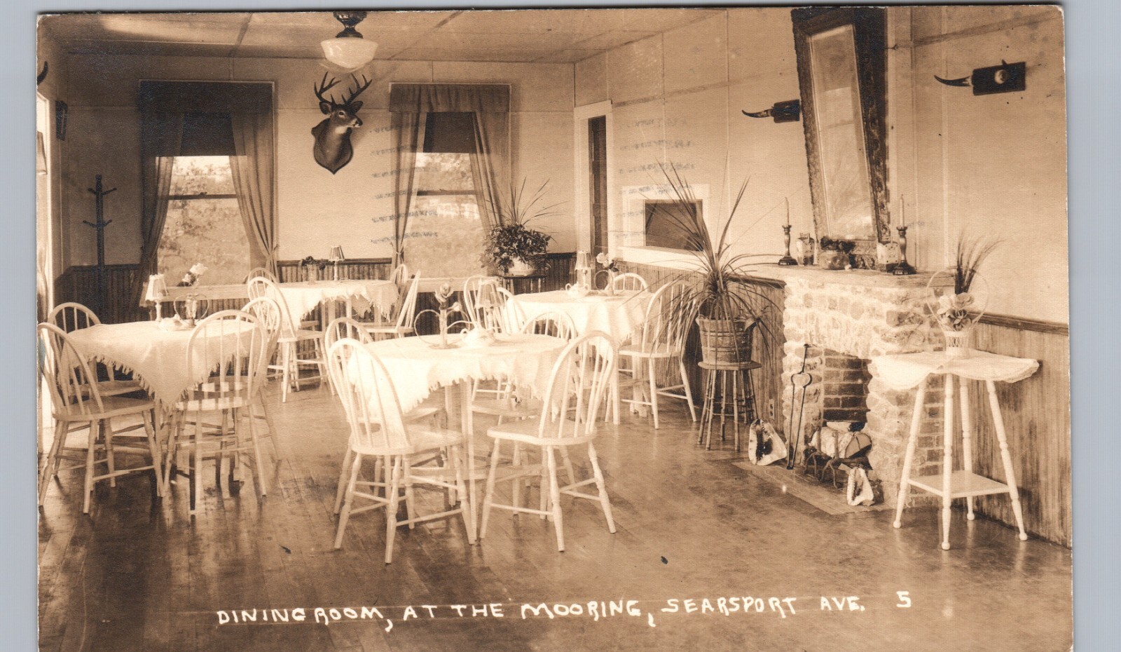 DINING ROOM belfast me real photo postcard rppc searsport mooring maine history DINING ROOM belfast me real photo postcard rppc searsport mooring maine history