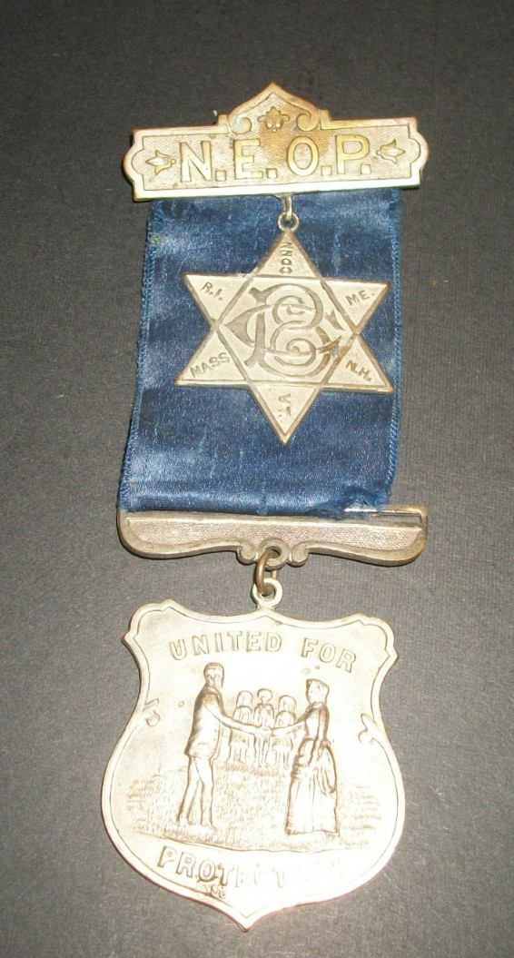 Antique N.E.O.P. New England Order of Protection Medal Badge PINBACK Antique N.E.O.P. New England Order of Protection Medal Badge PINBACK