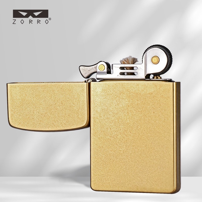 ZORRO Raw Copper Plain Special-Shaped Kerosene Lighter, Windproof Pocket Lighter ZORRO Raw Copper Plain Special-Shaped Kerosene Lighter, Windproof Pocket Lighter