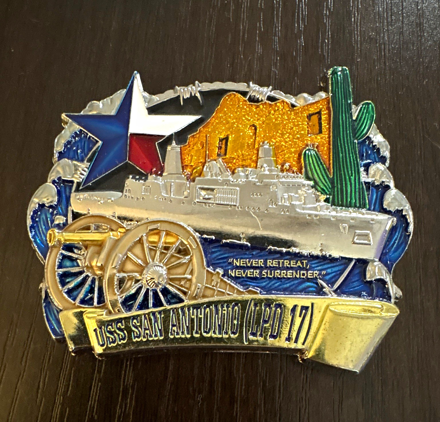 RARE USS San Antonio LPD-17 USN Chief’s Mess Challenge Coin