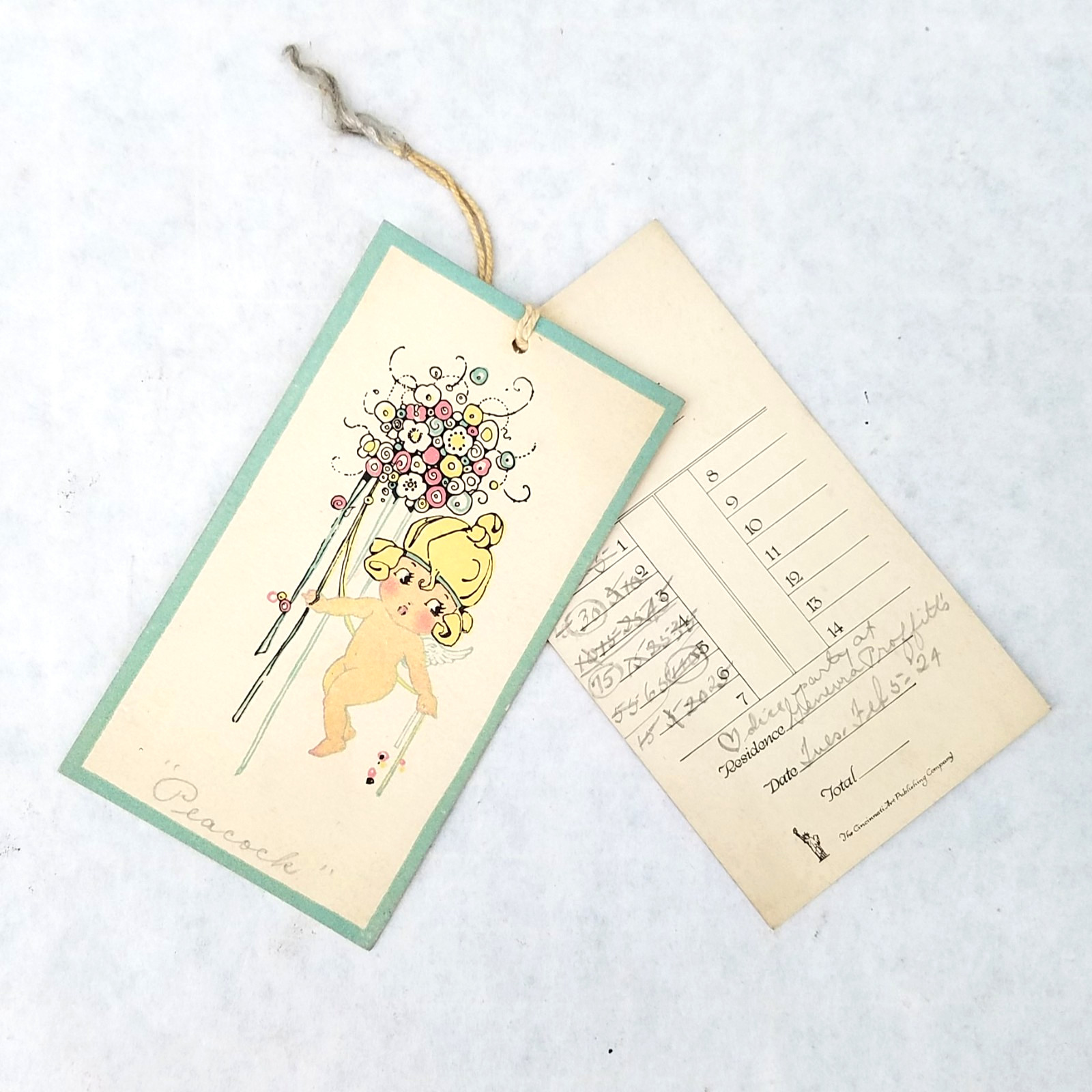 Antique 1924 Valentine Cupid Dice Tally Card