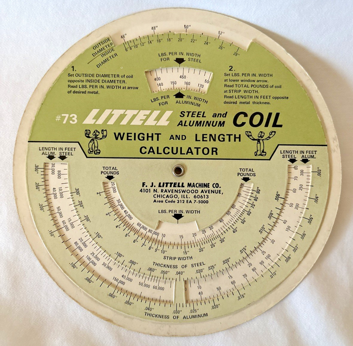 Vintage Littell Steel and Aluminum Coil Weight & Length Calculator #73