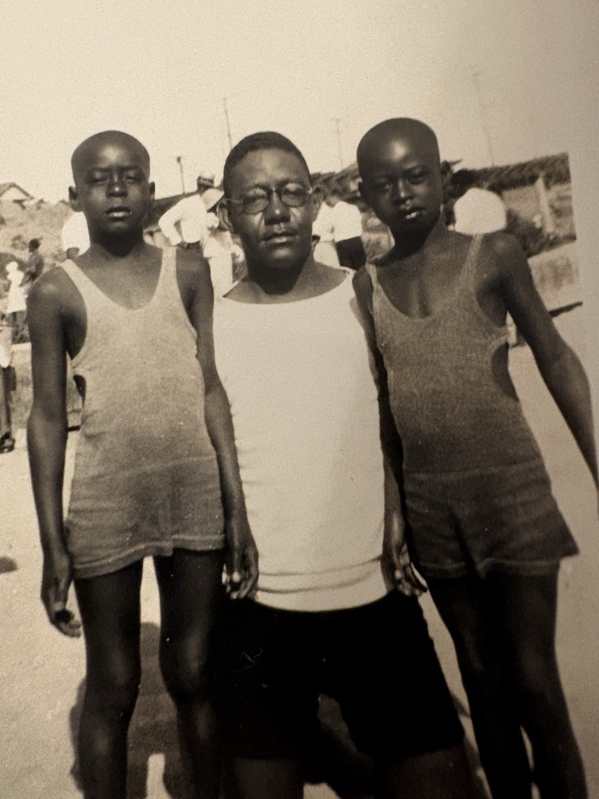 1920\'s /30s ~ African American Adult & 2 Young Boys Segregated Beach Summer 1920\'s /30s ~ African American Adult & 2 Young Boys Segregated Beach Summer