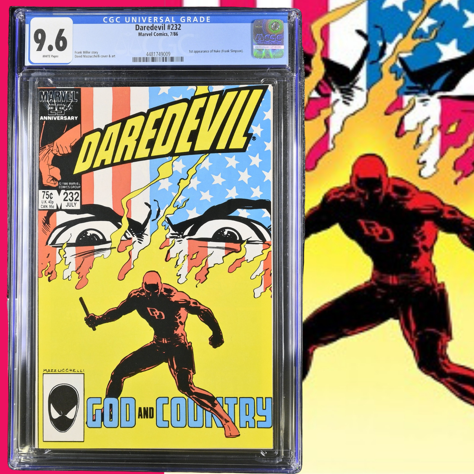 DAREDEVIL #232 (Marvel, 1986) CGC 9.6 WP 1st Appearance of Nuke (Frank Simpson)