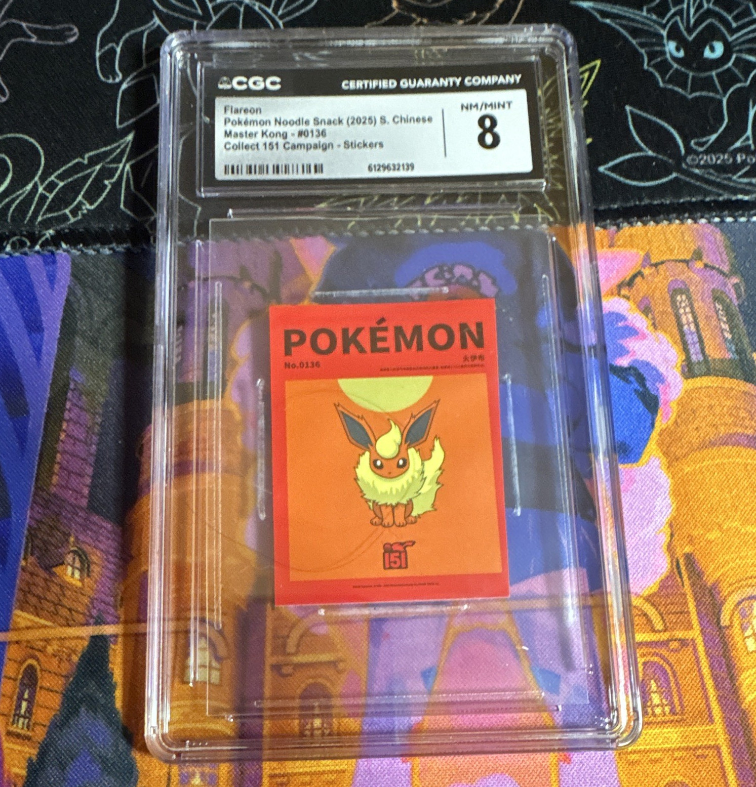 Pokémon Flareon #0136 CGC 8 Graded Sticker Collect 151 Master Kong 2025 Chinese