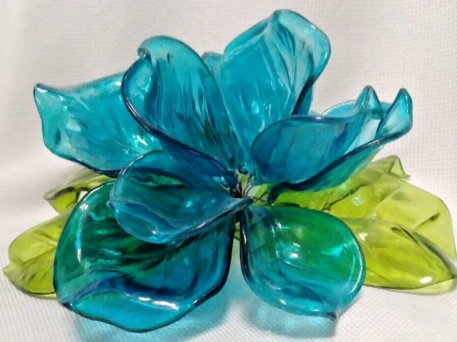 J Corelli ITALY Lucite Blue Acrylic FLOWER Art Centerpiece 1960s MCM