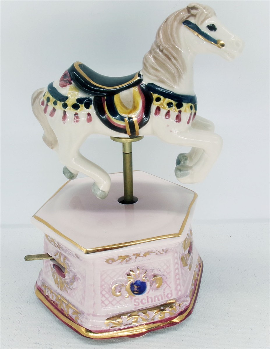 Schmid Carousel Horse Music Box Yamada Revolving Tulips Amsterdam Working Exclnt
