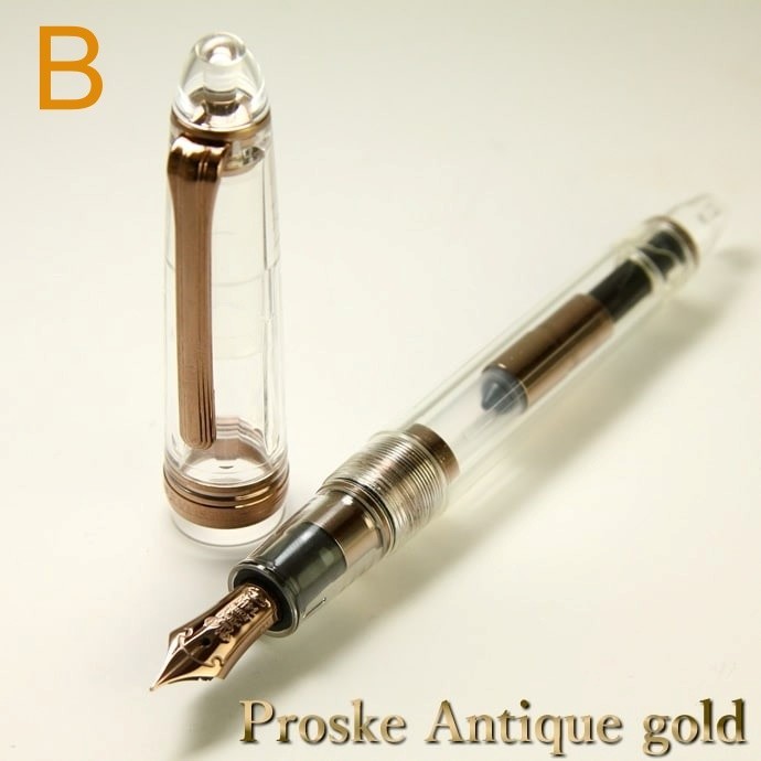 NAGASAWA × Sailor Profit Demonstrator Fountain Pen Antique Gold 14K B Nib
