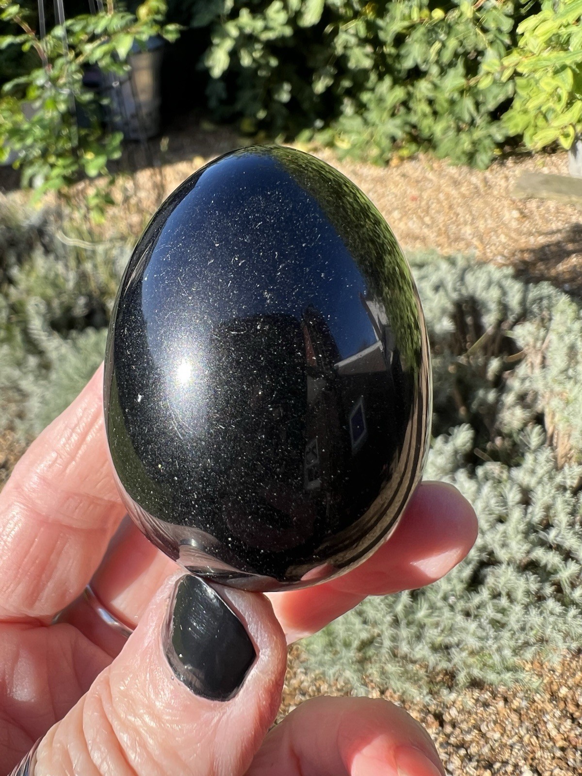 Black Obsidian Polished Healing Crystal Egg Carving - OBE