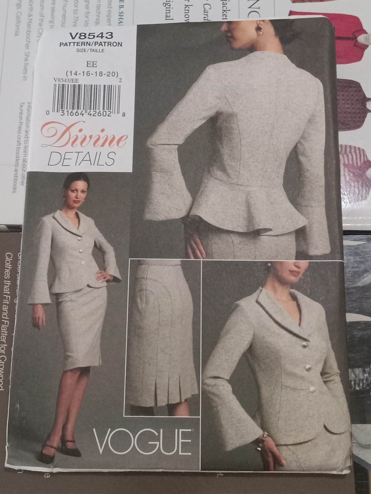 Vogue V8543 Divine Details Jacket & Skirt Uncut Sz 14-20 Vogue V8543 Divine Details Jacket & Skirt Uncut Sz 14-20