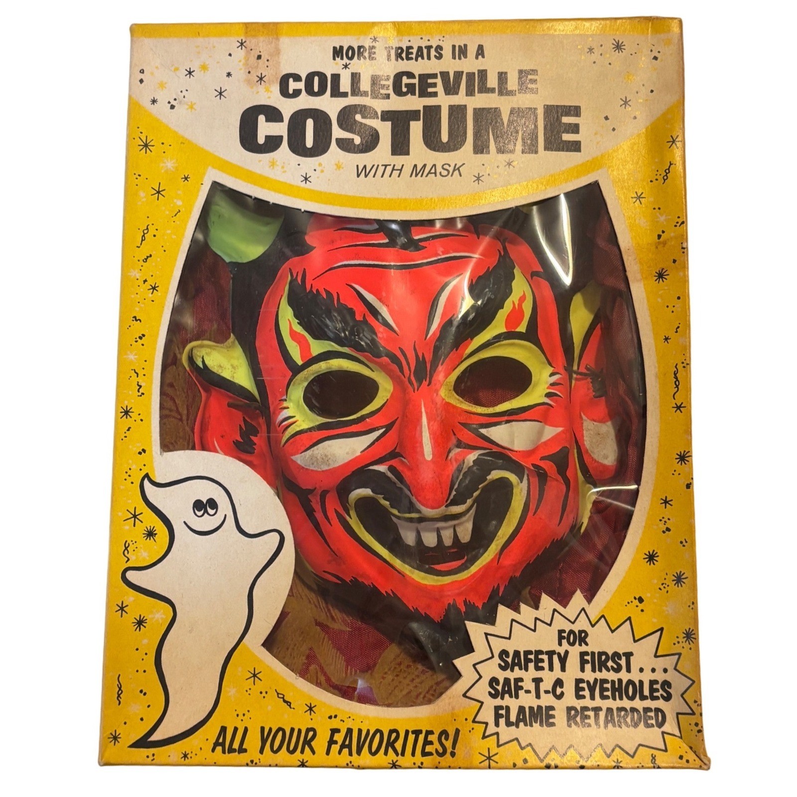 Collegeville Devil Costume Kids Large 12-14 Red Vintage 60s 70s Mask Box 159 Collegeville Devil Costume Kids Large 12-14 Red Vintage 60s 70s Mask Box 159