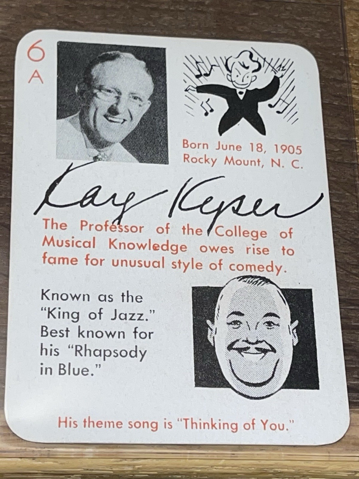 1945 Autographs Game #6A KAY KYSER SIGNATURE W/PAUL WHITEMAN RARE CARD