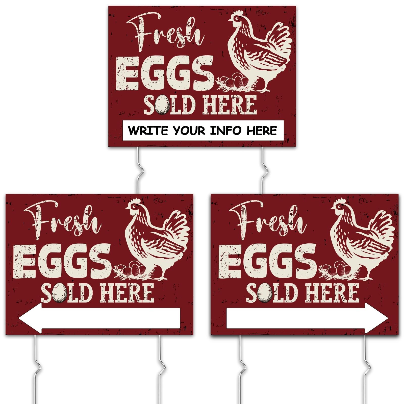 3 Pcs Farm Fresh Eggs for Sale Sign Double Sided Fresh Eggs Sign Farmers Mark... 3 Pcs Farm Fresh Eggs for Sale Sign Double Sided Fresh Eggs Sign Farmers Mark...