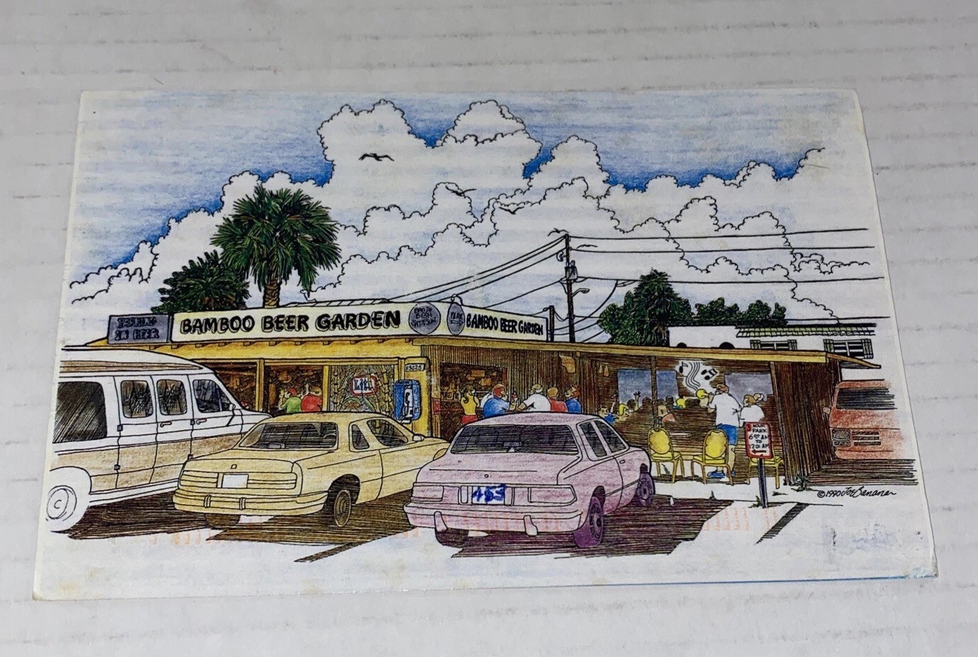 Vintage 1990s Bamboo Beer Garden Postcard Illustrated Madeira Beach FL Vintage 1990s Bamboo Beer Garden Postcard Illustrated Madeira Beach FL