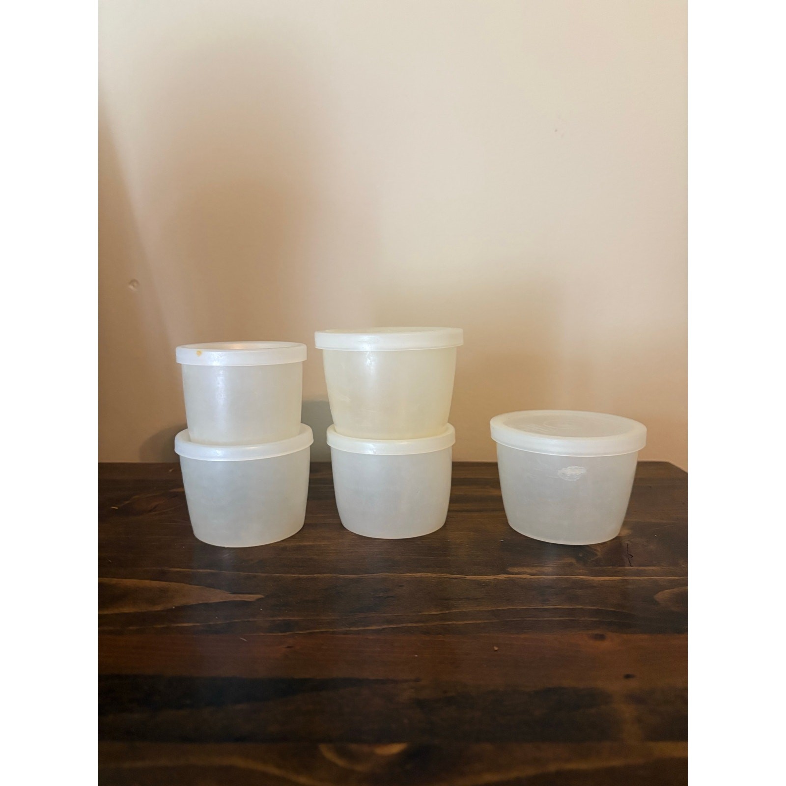 Lot of 5 Vintage CLEAR Tupperware Container [124-4] complete w/ lid GUC
