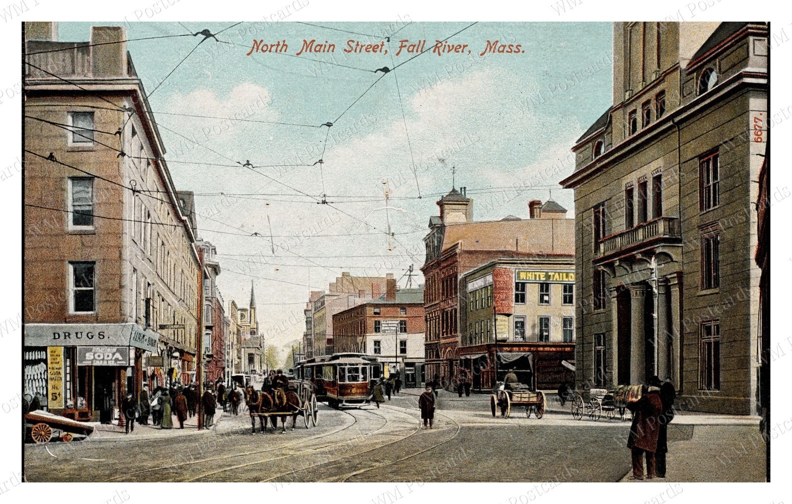 Fall River Massachusetts 1910s North Main Street Streetcar Standard Postcard Fall River Massachusetts 1910s North Main Street Streetcar Standard Postcard
