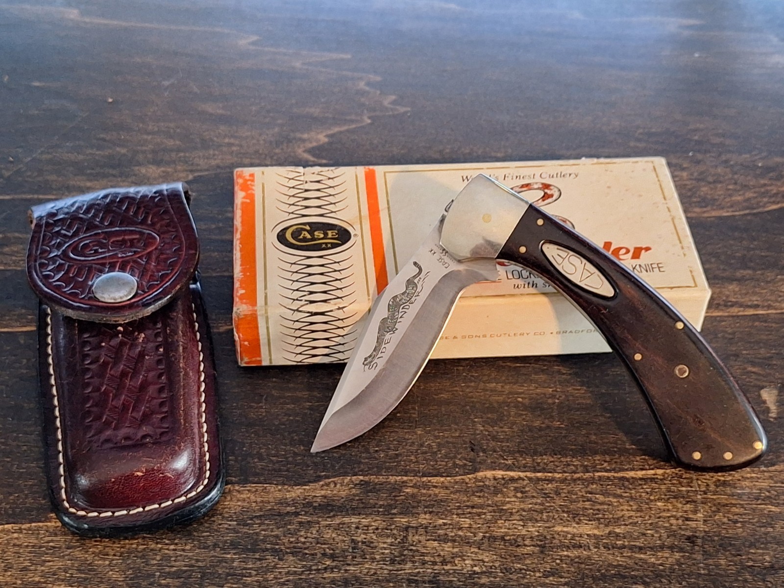 Vintage 1981 Case Sidewinder Knife With Rosewood Handles In Box With Sheath Vintage 1981 Case Sidewinder Knife With Rosewood Handles In Box With Sheath