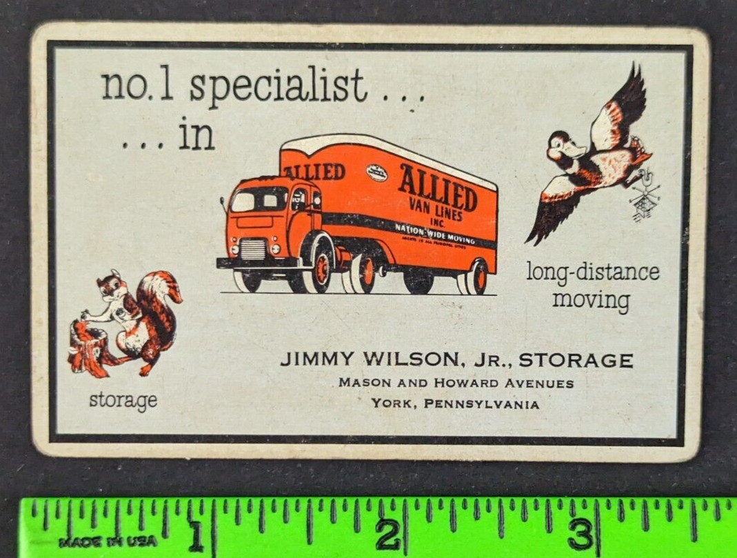 Vintage 1930s? Allied Van Moving Storage York PA Graphic Playing Business Card