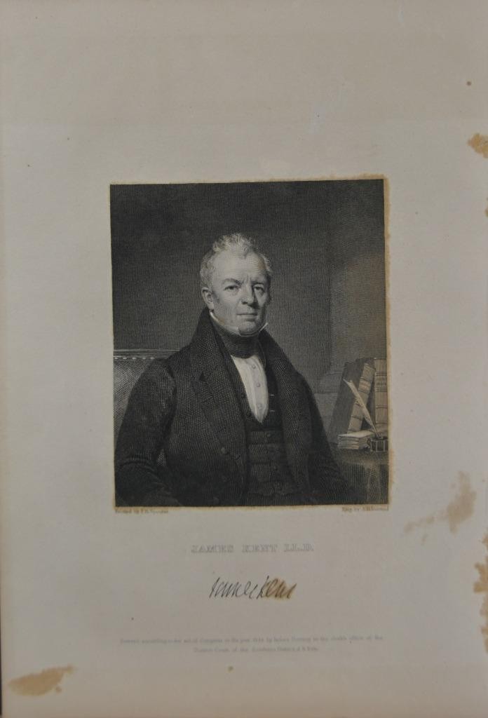 Antique Art American Legal Scholar James Kent Original 1834 Engraving History Antique Art American Legal Scholar James Kent Original 1834 Engraving History
