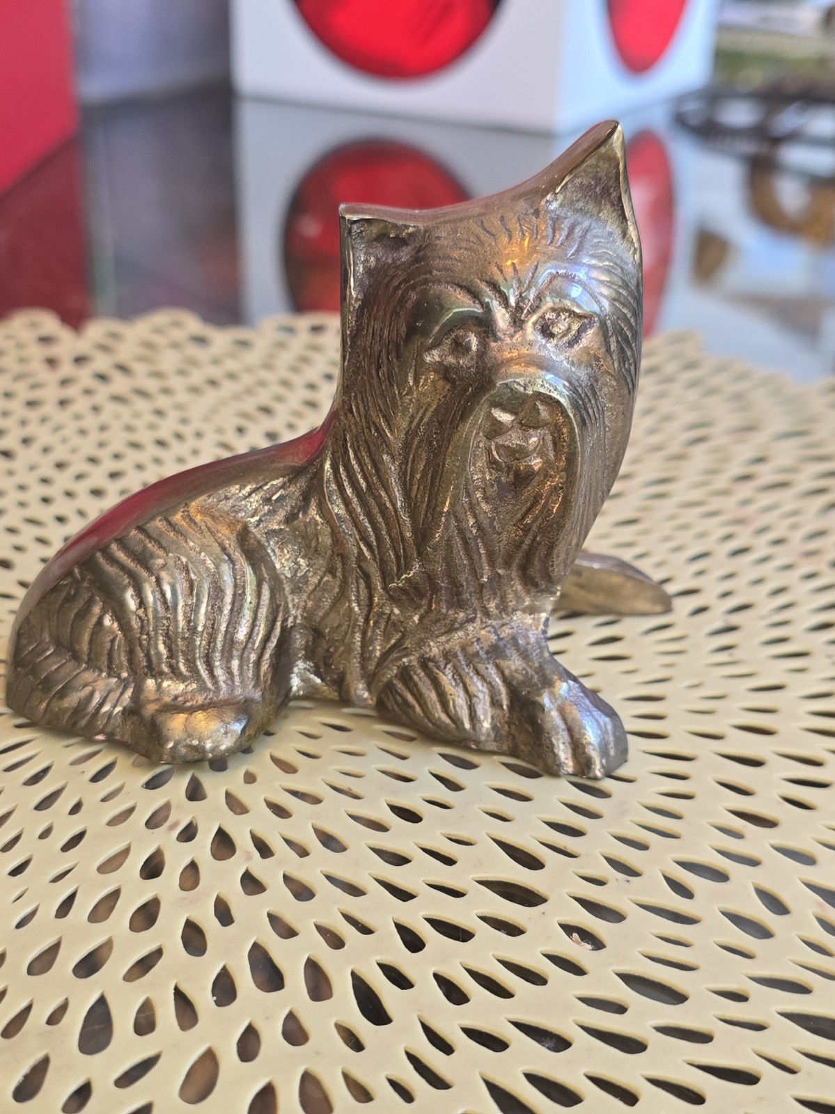 Vtg Solid Brass Yorkshire Terrier Figurine Heavy Hollow-cast~highly Detailed~ Vtg Solid Brass Yorkshire Terrier Figurine Heavy Hollow-cast~highly Detailed~