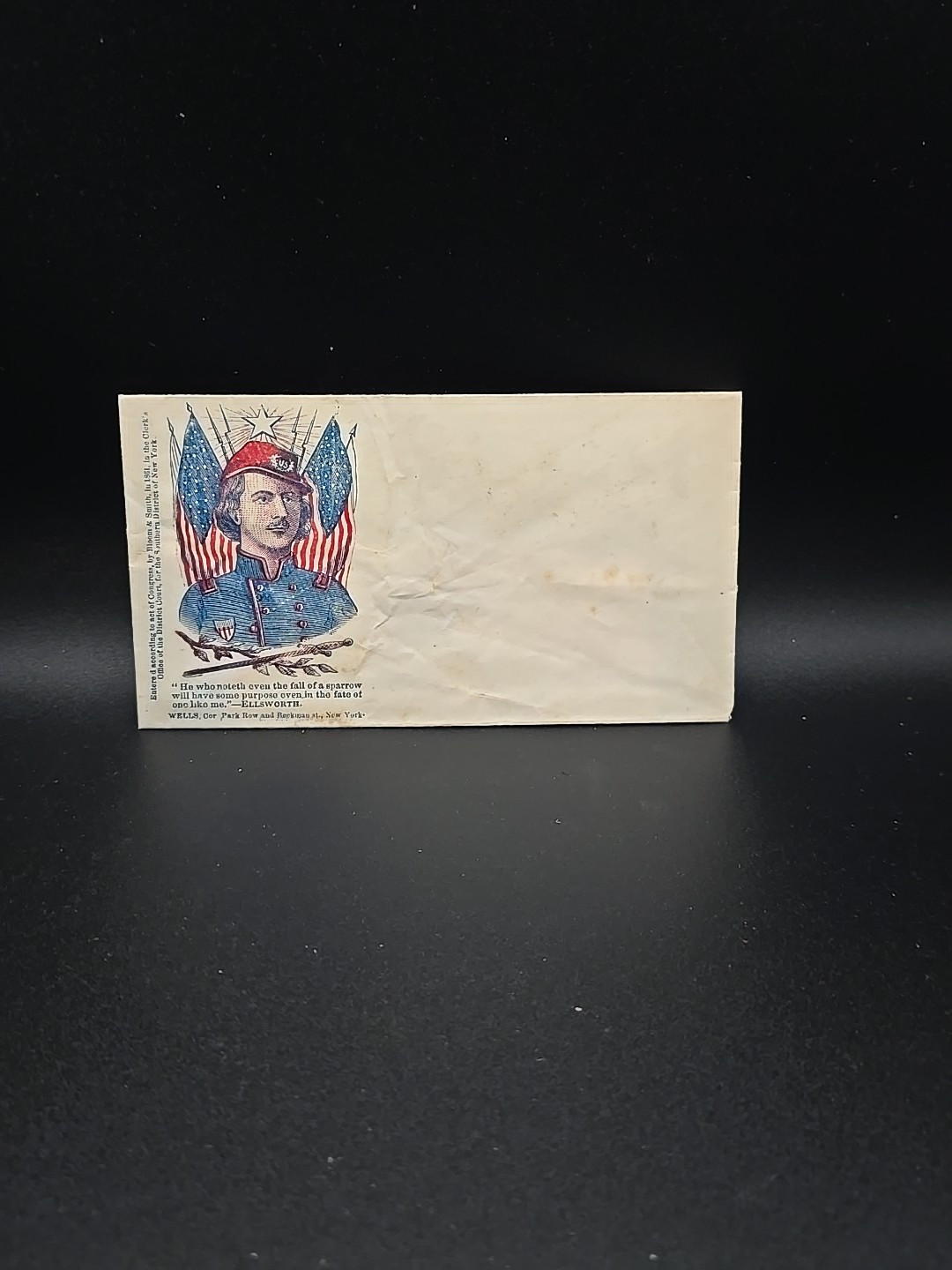 Rare 1861 Ellsworth Civil War Patriotic Cover Envelope Union Postal Americana