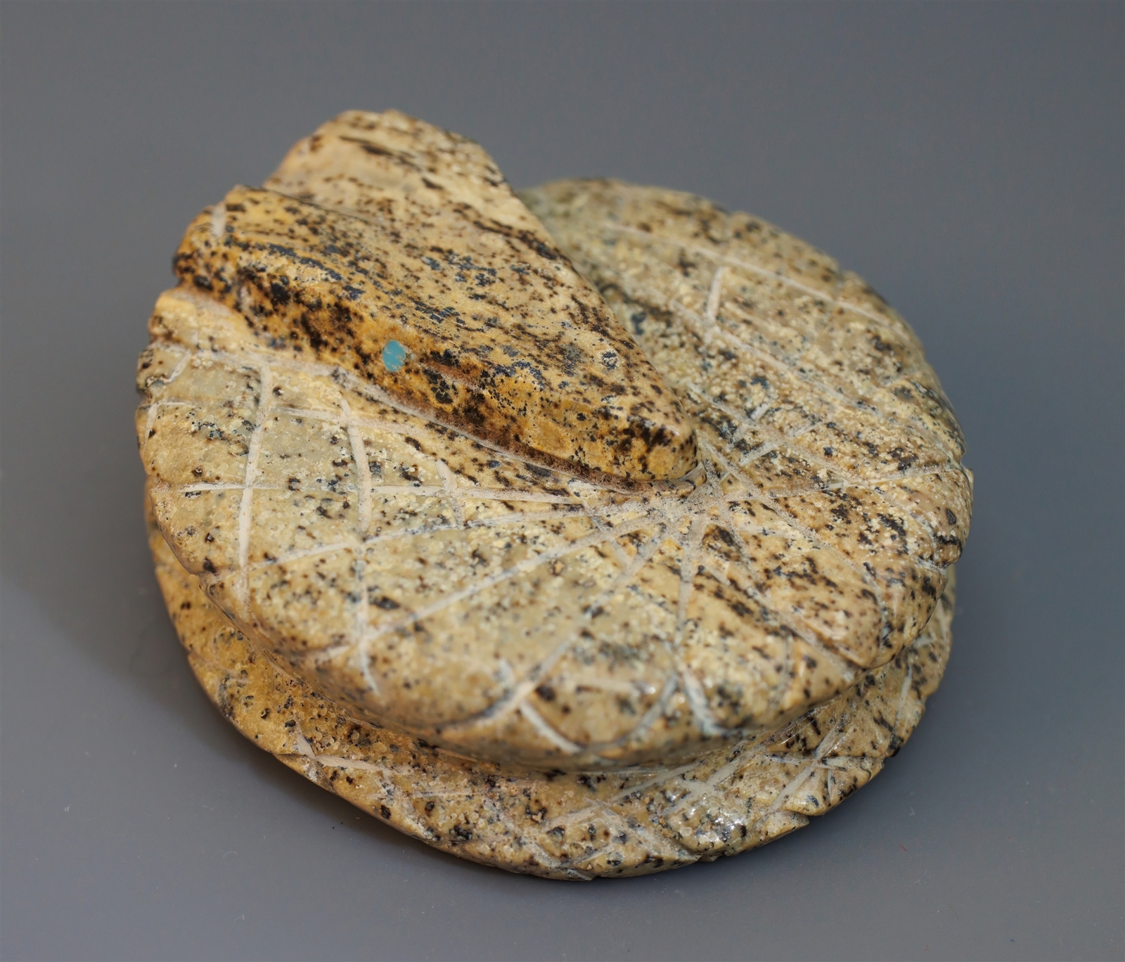 Zuni Fetish Carving Gilbert Lonjose Fishrock Coiled Snake Rattlesnake