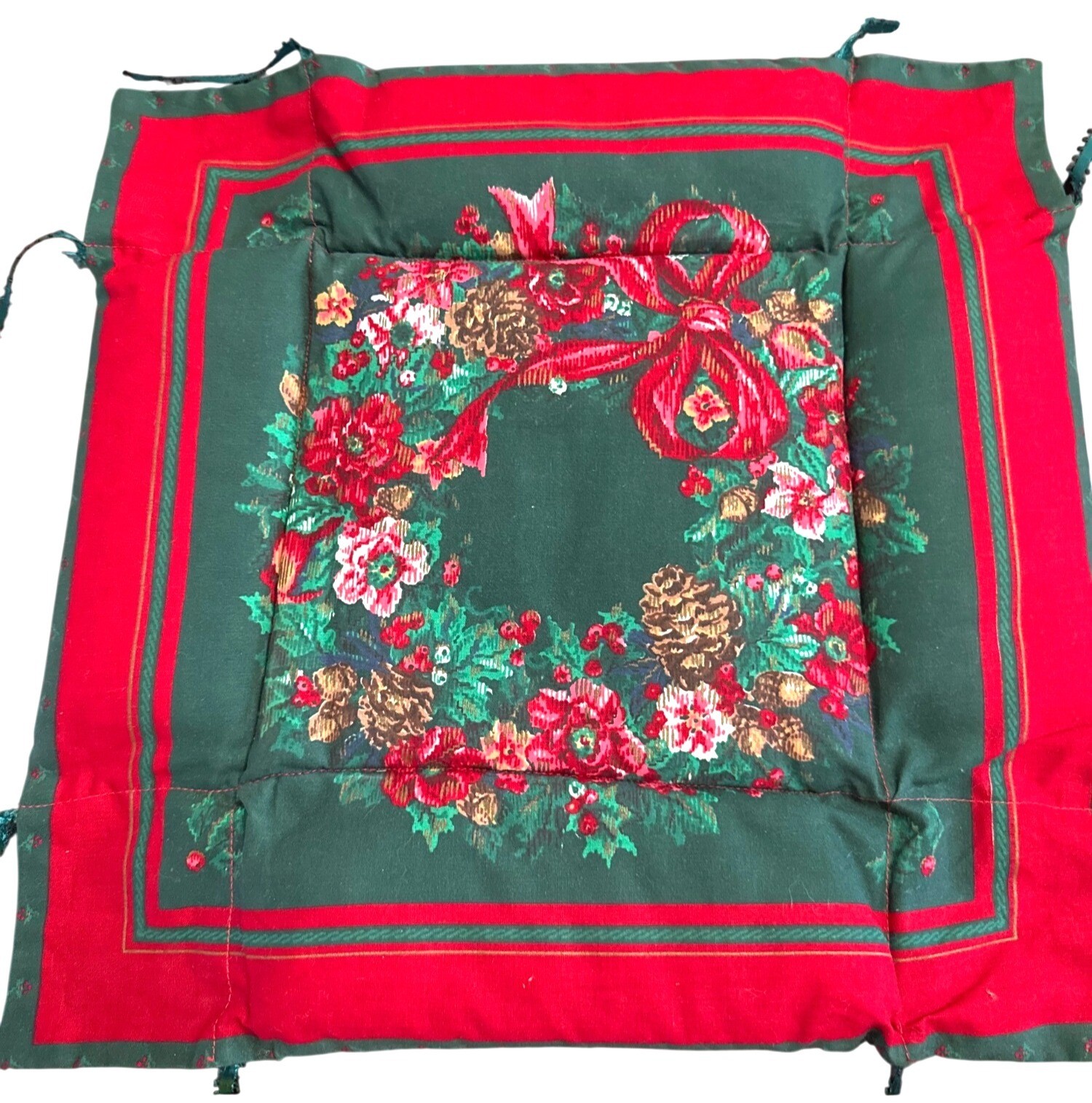 Handmade Vintage Christmas Holiday Chair Seat Cover & Ties 15\