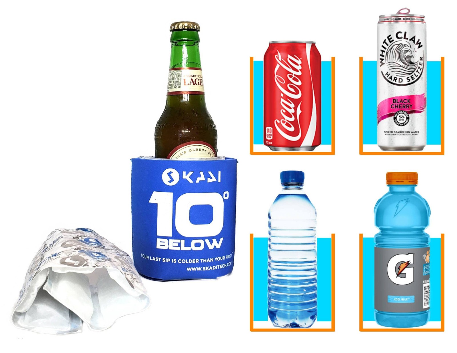 10 Below Freezable Can and Bottle Cooler - Cools to Zero and Below Swappable...